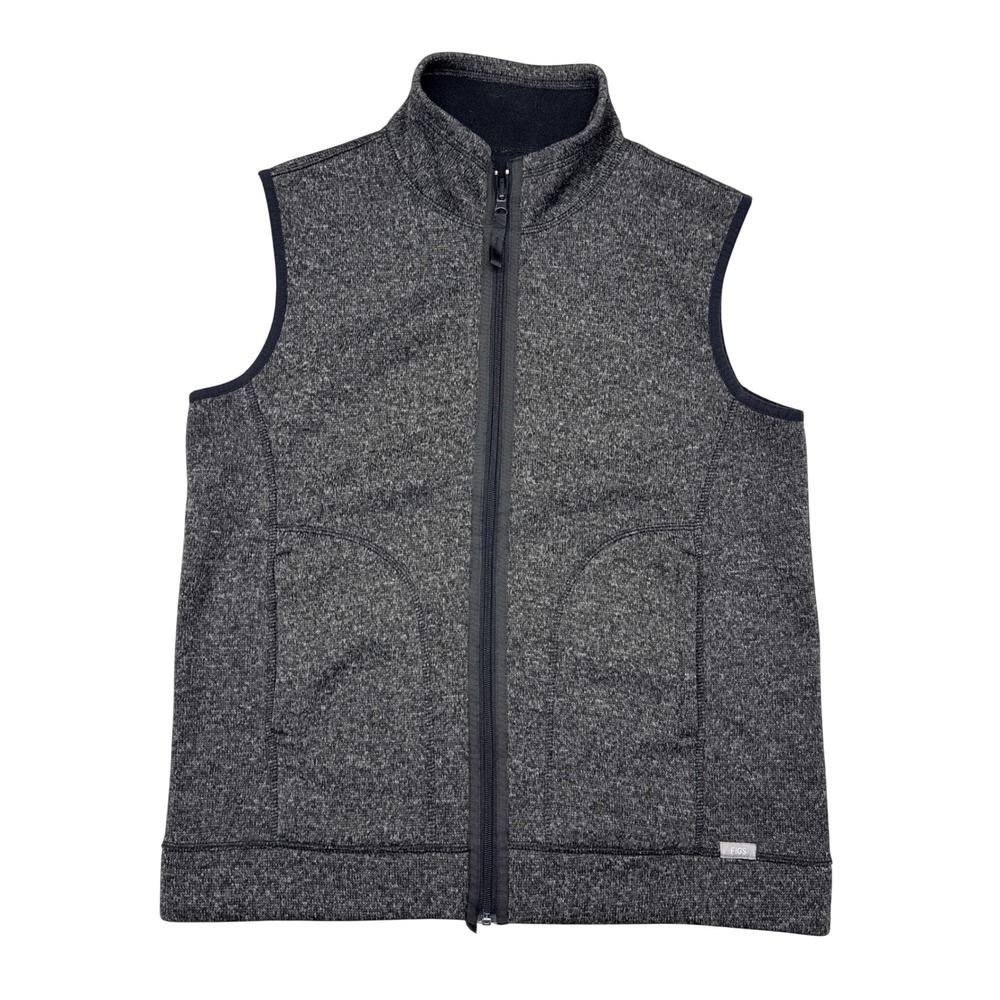 Figs Reversible Vest Womens Size Medium Gray Black Fleece Medical Scrubs ER